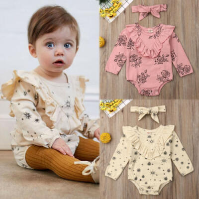 

Newborn Baby Kid Girl Floral Long Romper Jumpsuit Bodysuits Clothes Outfits Set