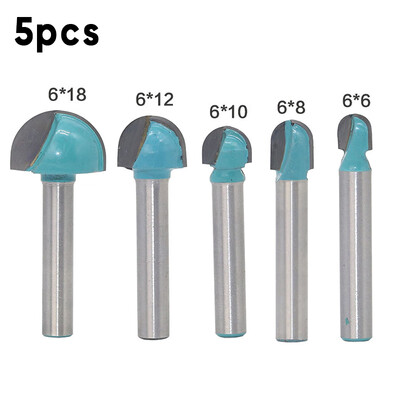 

5Pcs 6mm Shank Round Nose Cove Core Box Router Bit Set 6mm8mm10mm12mm18mm
