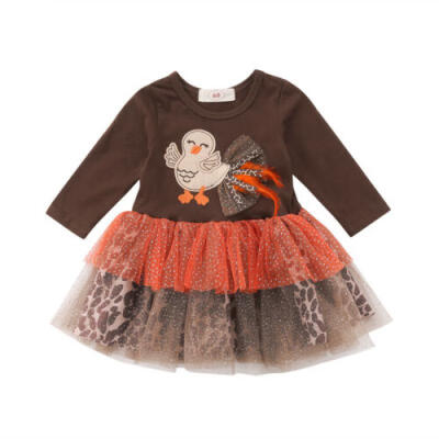 

Newborn Baby Girls Thanksgiving Outfit Dress Toddler Long Sleeve Chick Clothes