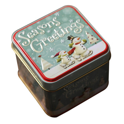 

Embossing Christmas Tinplate Empty Tins Candy Cookie Gift Storage Container Christmas Holiday Decorative Box