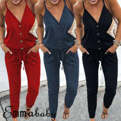 

AU Womens Casual Wide Leg Jumpsuit Ladies Evening Party Long Playsuit Size 6-20