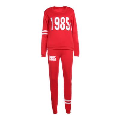 

2pcs Women Figure Print 1985 Tracksuit Set Casual O-Neck Sweatshirt Pants