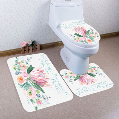 

Gobestart 3pcs Colorful Pattern Non-Slip Bath Mat Bathroom Kitchen Carpet Doormats Decor
