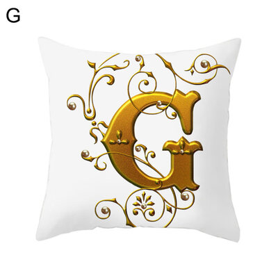 

Golden Alphabet Printed Pattern Pillow Case Cushion Cover Home Sofa Car Decor