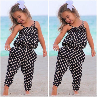 

Toddler Baby Girl Kids Polk Dot Romper One-piece Jumpsuit Playsuit Harem Pants