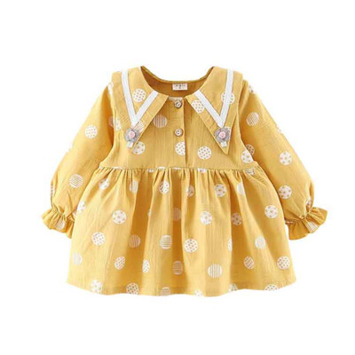 

Autumn Baby Girl Dress Casual Long Sleeve Polka Dot Printing Princess Dress Kids Shirt Party Dress Fashion Cute