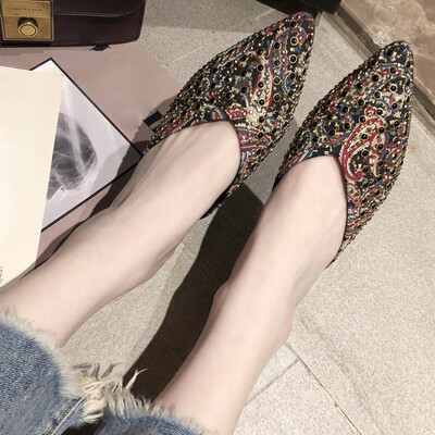 

Rose Casual Shoes Flat Rivet Half Slippers Pointed Summer Low Heel Womens Shoes