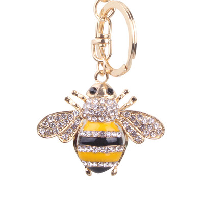 

Creative exquisite alloy diamond small bee drip car key chain foreign trade wholesale