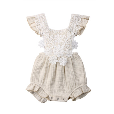 

Newborn Baby Girl Lace Backless Romper Jumpsuit Bodysuit Clothes Outfit Summer