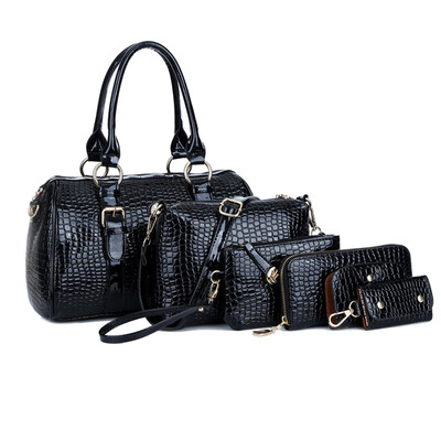 

2018 New Women Handbag Leather Shoulder Bags Fashion Totes Female Purse High Quality Five-pcs Set Designer Brand Bolsa Feminina