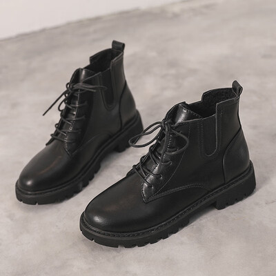 

2019 new summer Martin boots female breathable students black boots women British wind&thin locomotives 100 rustic retro