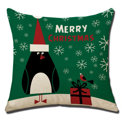 

Tailored Christmas Linen Square Throw Flax Pillow Case Decorative Cushion Pillow Cover A