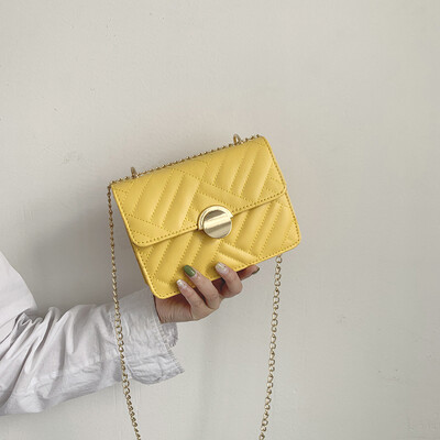 

Simple fashion casual shoulder bag female 2019 new foreign style texture chain Messenger bag wild embroidery line small square bag