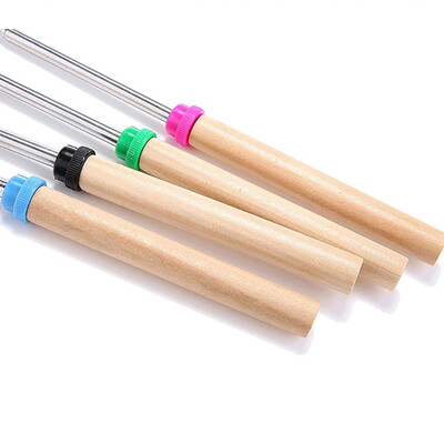 

Outdoor camping BBQ Fork U Shape Retractable Wooden Handle Stainless Steel Skewer Barbecue Cooking Tool
