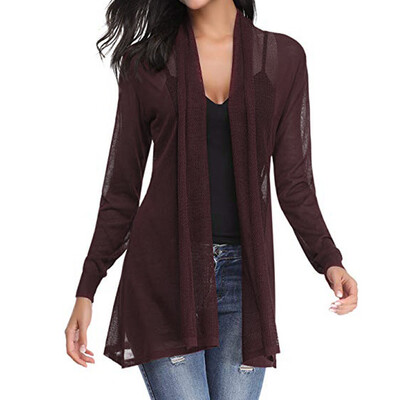 

Toponeto Womens Casual Sexy Long Sleeve Open Front Patchwork Cardigan Sweater Coat BKL
