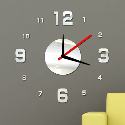 

〖Follure〗Modern DIY Wall Clock 3D Mirror Surface Sticker Home Office Decor Black