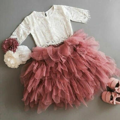 

Toddler Kids Baby Girls Lace TopsTutu Tulle Skirt Dress Princess Party Outfits