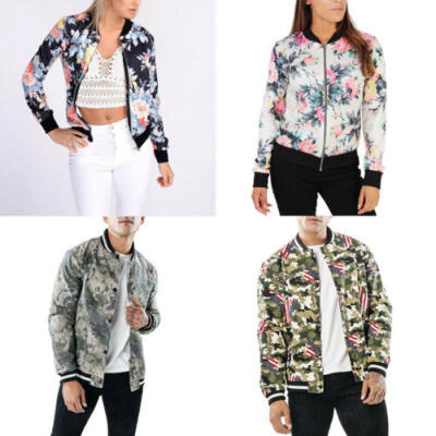 

Lovers Women Men Bomber Coat Baseball Jacket Zipper Outwear Windbreaker Autumn