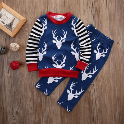 

Newborn Kids Baby Boy Girl Long Sleeve Tops Long Pants 2PCS Outfits Set Clothes