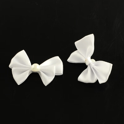 

Handmade Woven Costume Accessories Ribbon Bowknot with ABS Plastic Beads White 43x58x13mm about 200pcsbag