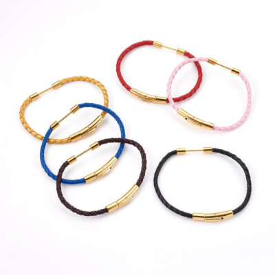 

Leather Cord Bracelet Making with Stainless Steel Finding Golden Mixed Color 7-18"18cm 3mm