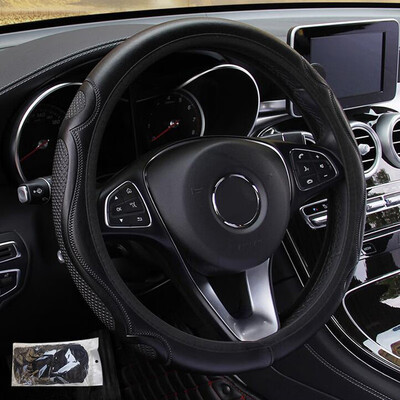 

1x Black Non-slip Car Steering Wheel Cover Wear-resistant Leather 37-38CM Uk
