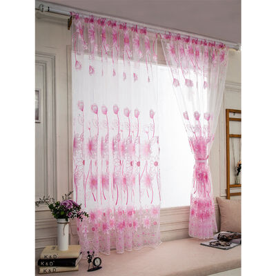 

Printed Curtain Window Screening Balcony Finished Product Burnout Design Flower Tulle Curtain For Living Room Kitchen Curtains