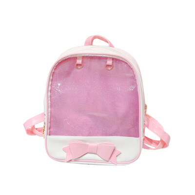 

Female High School Student Fashion Cute Transparent Bow Backpack Children Candy Color Bag