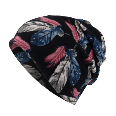 

Tailored Women Feather Print Scarf Beanie Cap Casaul Outdoor Convertible Windproof Hats