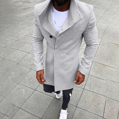 

Mens Solid Lapel Coat Casual Autumn Winter Button Office Party Outwear Jackets