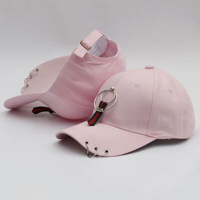 

New Cap Female Korean Chaopai Joker Student Stars with Spring&Summer Street Iron Ring Hip Hop Baseball Cap Male