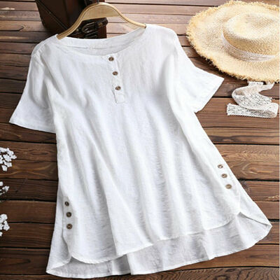 

Womens Tunic Tops Ladies Short Sleeve Plain T-Shirt Blouse Plus Size 6-22