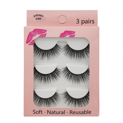 

Natural Dense Slender Handmade Reusable Fake Eye Lashes long makeup eyelash extension 3 Pairs 3D Imitation Mink False Eyelashes