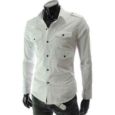 

Mens Long Sleeve Slim Fit Dress Shirt Business Work Luxury Formal Casual T-shirt