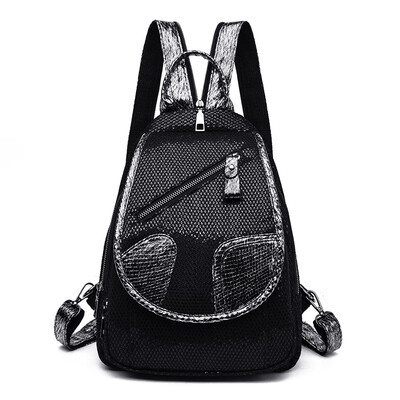 

Sequin double shoulder bag fashion grid small shoulder backpack portable chest bag 100 oblique satchel bag