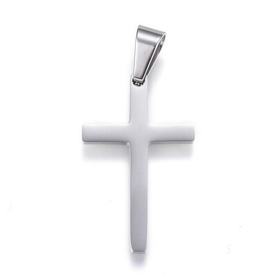 

304 Stainless Steel Pendants Cross Stainless Steel Color 32x20x2mm Hole 8x4mm