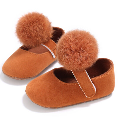 

2018 New Style Kids Girls Fashion Cotton Fabric Toddler Shoes Girl Cute Hairball Anti-skid Princess Shoe