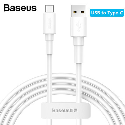 

Baseus 24A 3A 1m Mini White USB Cable For iP Type-C Micro