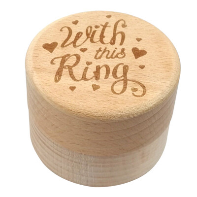 

Letter Engraved Rustic Wooden Ring Box Round Ring Bearer Holder Jewelry Case Storage Container For Wedding Engagement Proposal