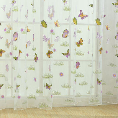 

100270cm Fresh Floral Print Tulle Voile Door Window Room Curtain Drape Panel Sheer Scarf ValancesArrival
