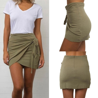 

Roseonmyhand Summer Women Fashion Casual Solid Color Waist Short Beach Mini Skirt