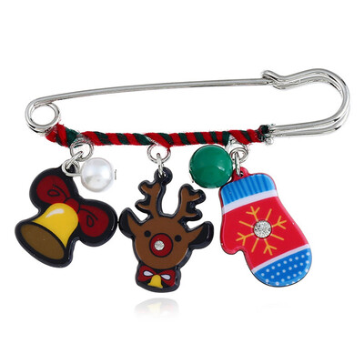 

Christmas Brooch Pin Santa Snowman Badges Jewelery Clothing Corsage Bell Elk Sled Dog Cartoon Fun Winding Brooches