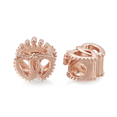 

Alloy European Beads Large Hole Beads Hollow Heart with Crown Rose Gold 115x115x8mm Hole 45mm