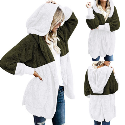 

Roseonmyhand Womens Oversized Open Front Hooded Draped Pockets Cardigan Coat