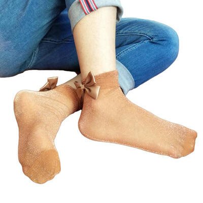 

Ultra Thin Sheer Bowknot Bright Silk Socks Ankle Soft Fashion Women Heap Socks