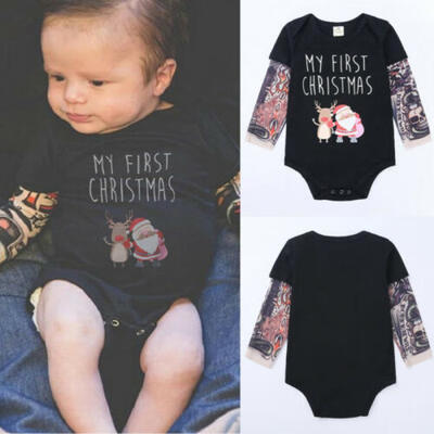 

UK Newborn Baby Boy Girls Christmas Xmas Reindeer Romper Jumpsuit Clothes Outfit