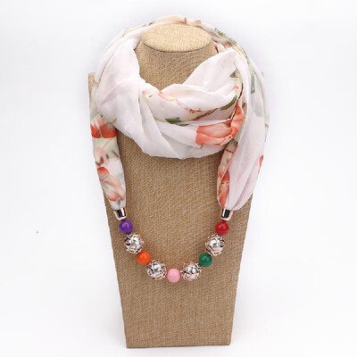 

Fashionable Elegant Pendant Scarf Necklace Bohemia Chiffon Scarves Pendants Jewelry Foulard Female Accessories For Women Multicolo