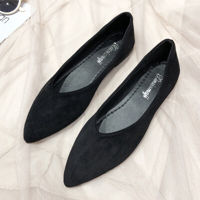 

Spring&Summer Evening Shoes with Shallow Mouth Flat soles Fairy Bean Shoes Point Shoes Single Shoes