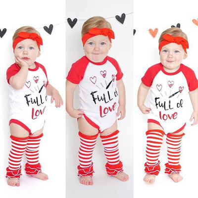 

3pcs Toddler Kid Baby Romper Tops Stripe Leg Warmer Headband Outfits Set Clothes