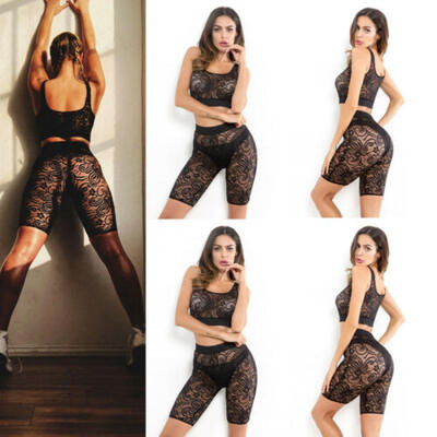 

Women Sleeveless Solid Color Ripped Hollow Casual Jumpsuit Pants Set 2pcs